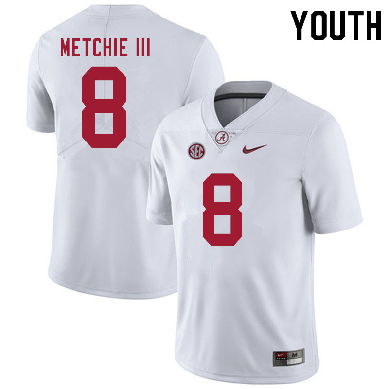 Alabama Crimson Tide Youth John Metchie III #8 White NCAA Nike Authentic Stitched 2020 College Football Jersey YA16V81QN